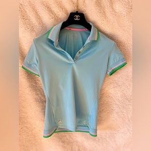 Adidas Women Light Blue Polo Size S